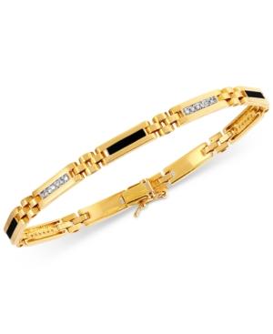 Men's Onyx (11-1/2mm X 2-1/2 Mm) And Diamond (1/4 Ct. T.w.) Bracelet In 10k Gold