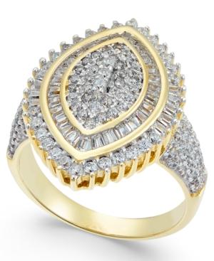 Cubic Zirconia Marquise Cluster Ring In 14k Gold-plated Sterling Silver