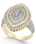 Cubic Zirconia Marquise Cluster Ring In 14k Gold-plated Sterling Silver