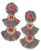 Thalia Sodi Gold-tone Stone, Bead & Fringe Fan Drop Earrings, Created For Macy's