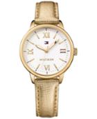 Tommy Hilfiger Women's Table Metallic Gold Leather Strap Watch 36mm 1781721