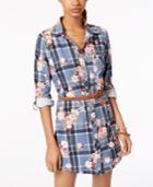 Yummy Juniors' Belted Printed Shirtdress