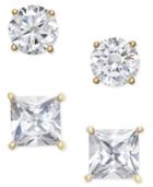Giani Bernini 2-pc. Set Cubic Zirconia Stud Earrings In 18k Gold-plated Sterling Silver, Only At Macy's