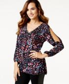 Thalia Sodi Printed Cold-shoulder Top, Only At Macy's