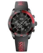 Hugo Boss Watch, Men's Chronograph Red And Black Silicone Strap 44mm 1512901