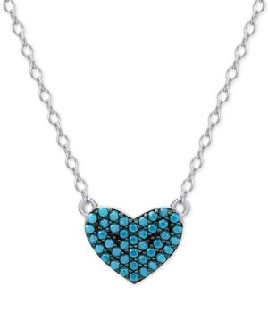 Manufactured Turquoise Heart Pendant Necklace In Sterling Silver