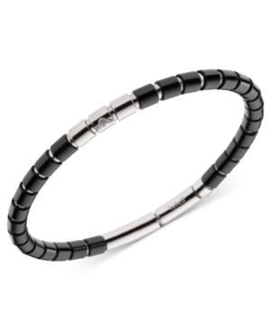 Emporio Armani Men's Bracelet, Stainless Steel Black Ceramic Beaded Bracelet Egs1696