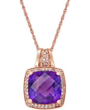 Amethyst (7 Ct. T.w.) And White Topaz (1/4 Ct. T.w.) Pendant Necklace In 14k Rose Gold-plated Sterling Silver