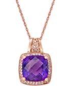 Amethyst (7 Ct. T.w.) And White Topaz (1/4 Ct. T.w.) Pendant Necklace In 14k Rose Gold-plated Sterling Silver