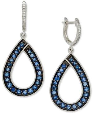 Sapphire (1-9/10 Ct. T.w.) And Diamond (1/10 Ct. T.w.) Teardrop Earrings In 14k White Gold