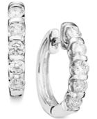 Diamond Earrings, 14k White Gold Channel Set Diamond Hoops (1 Ct. T.w.)