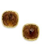 Giani Bernini Smoky Quartz Stud Earrings In 18k Gold Over Sterling Silver (1-2/5 Ct. T.w.)