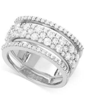 Diamond Three Row Ring (1-1/2 Ct. T.w.) In 14k White Gold