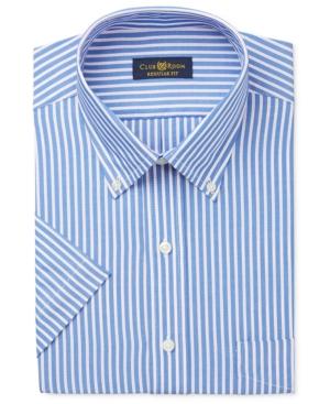 Club Room Men's Easy Care Pink And Blue Stripe Short-sleeve Dress Shirt, Only At Macy's