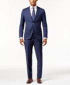 Hugo Men's Extra-slim Fit Blue Tonal Grid Suit