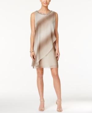 Sl Fashions Embellished Ombre Overlay Dress