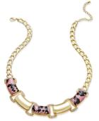 Thalia Sodi Gold-tone Wide Link Pink Snakeskin-inspired Statement Necklace, Only At Macy's