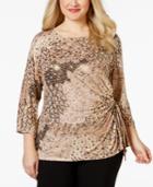 Msk Plus Size Printed Ruched Top