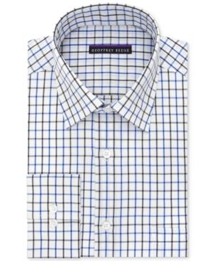 Geoffrey Beene Men's Bedford Cord Classic-fit Blue Multi Check Dress Shirt