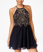 Blondie Nites Juniors' Embellished Tulle Fit & Flare Dress