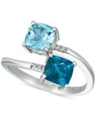 Le Vian London Blue Topaz (1 Ct. T.w.), Sky Blue Topaz (1 Ct. T.w.) And Vanilla Diamond Accent Bypass Ring In 14k White Gold