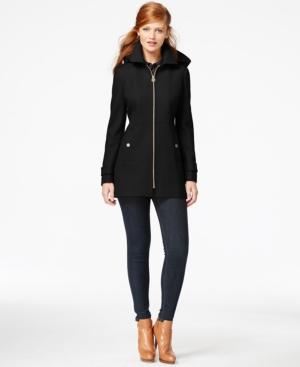 Mihchael Michael Kors Hooded Zip-front Peacoat