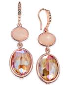 Inc International Concepts Rose Gold-tone Pink Stone Double Drop Earrings, Only At Macy's