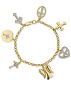 Diamond Accent Inspirational Charm Bracelet In 18k Gold Over Silver-plated Bronze