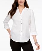 Jm Collection Linen Roll-tab Shirt, Created For Macy's