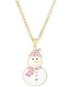 Children's Enamel Snowman Pendant Necklace In 18k Gold Over Sterling Silver