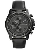Fossil Men's Chronograph Dean Black Leather Strap Watch 45mm Fs5133