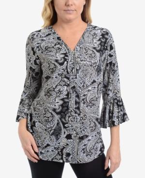 Ny Collection Pleated Bell-sleeve Top