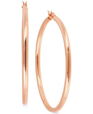 Hint Of Gold Click-top Hoop Earrings In 14k Rose Gold-plating, 50mm