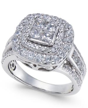 Diamond Halo Quad Ring (2 Ct. T.w.) In 14k White Gold