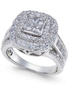 Diamond Halo Quad Ring (2 Ct. T.w.) In 14k White Gold