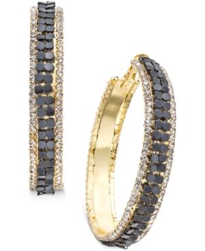 Thalia Sodi Gold-tone Metal Mesh And Crystal Hoop Earrings, Created For Macy's