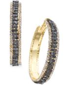 Thalia Sodi Gold-tone Metal Mesh And Crystal Hoop Earrings, Created For Macy's
