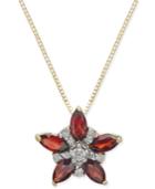 Rhodolite Garnet (1 Ct. T.w.) & Diamond (1/10 Ct. T.w.) Star 18 Pendant Necklace In 14k Gold