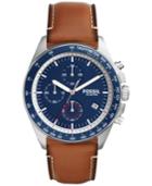 Fossil Men's Chronograph Sport 54 Light Brown Leather Strap Watch 44mm Ch3039