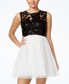 Sequin Hearts Juniors' Embellished Open-back A-line Dress