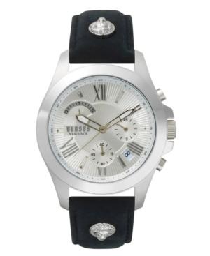 Versus Men's Chrono Lion Black Leather Strap Watch 44mm