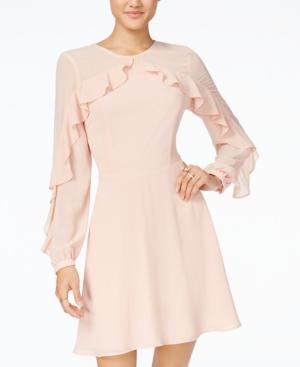 Crystal Doll Juniors' Ruffle-trim Fit & Flare Dress