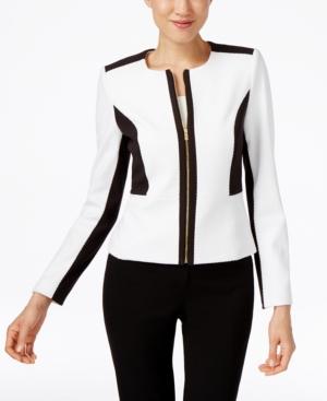 Calvin Klein Front-zip Colorblocked Moto Jacket