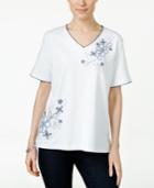 Alfred Dunner Petite Floral-embroidered Top