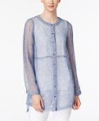 Eileen Fisher Linen-blend Sheer Shirt