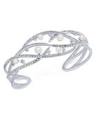 Danori Silver-tone Crystal & Imitation Pearl Open Cuff Bracelet, Created For Macy's