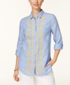 Charter Club Embroidered Linen Shirt, Created For Macy's