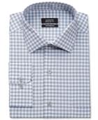 Alfani Men's Big And Tall Classic-fit Mallard Blue Line Gingham Dress Shirt, Only At Macy's