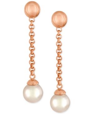 Majorica Rose Gold-tone Imitation Pearl Linear Drop Earrings