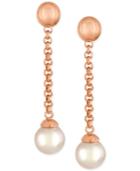Majorica Rose Gold-tone Imitation Pearl Linear Drop Earrings
